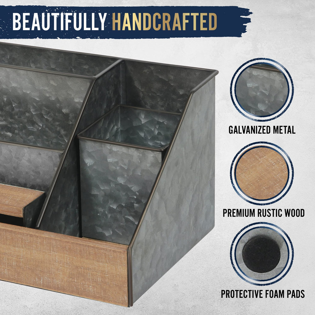 HBCY Creations Rustic Wooden Desk Organizer Set, 3-Piece