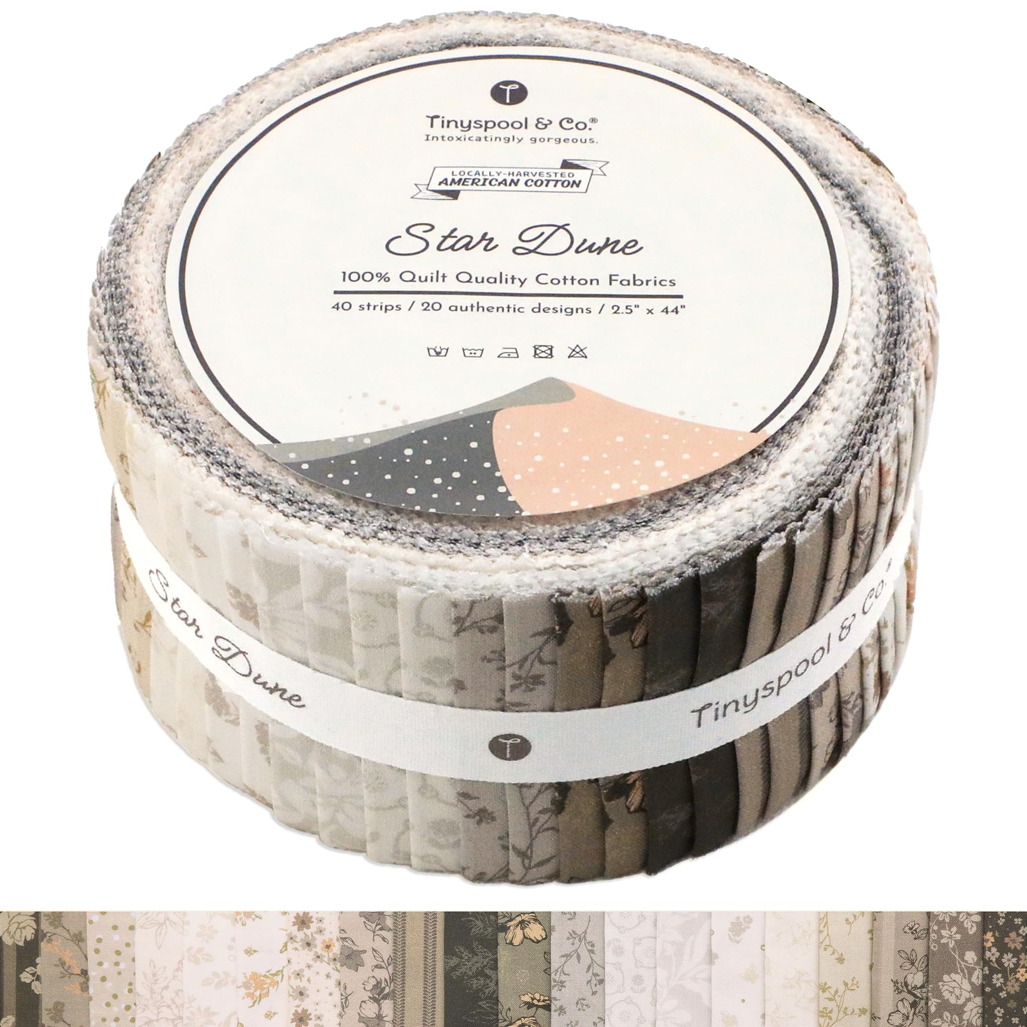Tinyspool & Co.'s Twirlie Roll 40 Precut Quilting Fabric Strips for Quilting Supplies