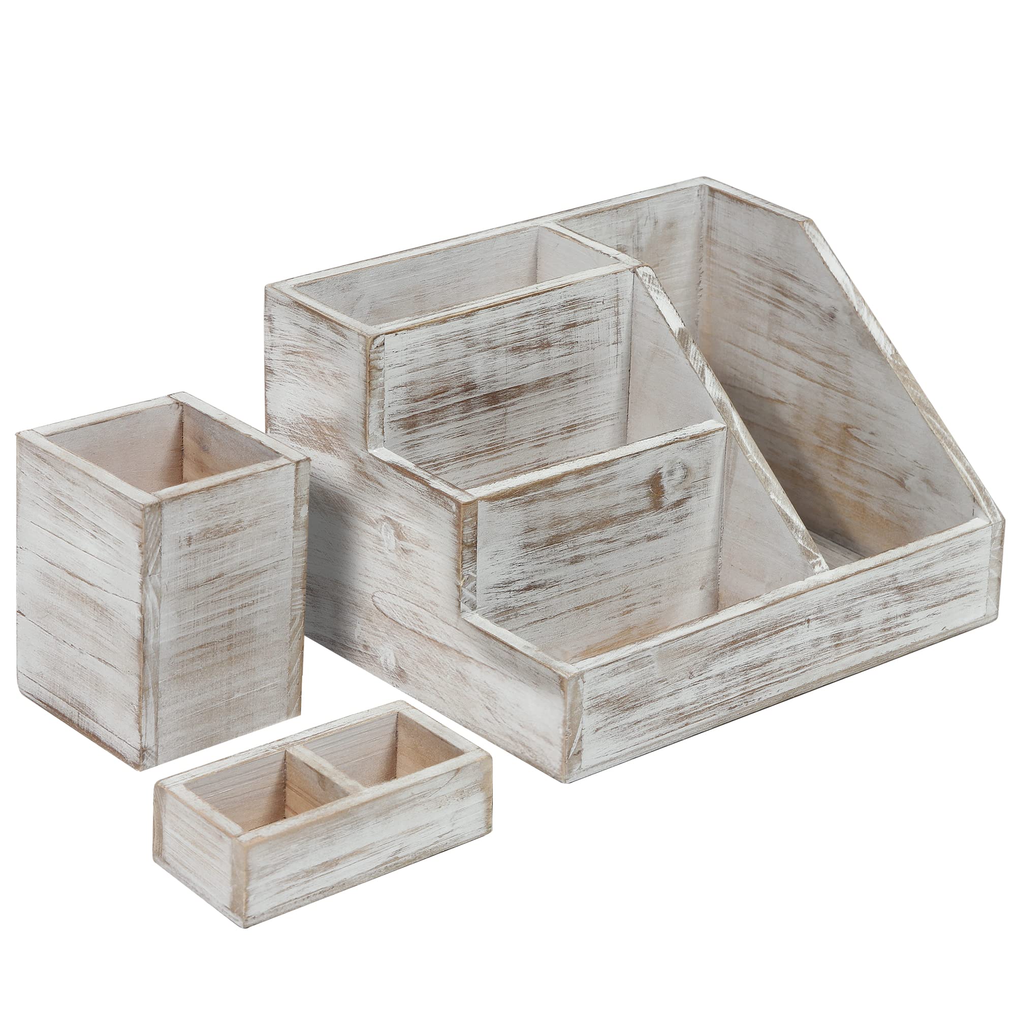HBCY Creations Rustic Wooden Desk Organizer Set, 3-Piece