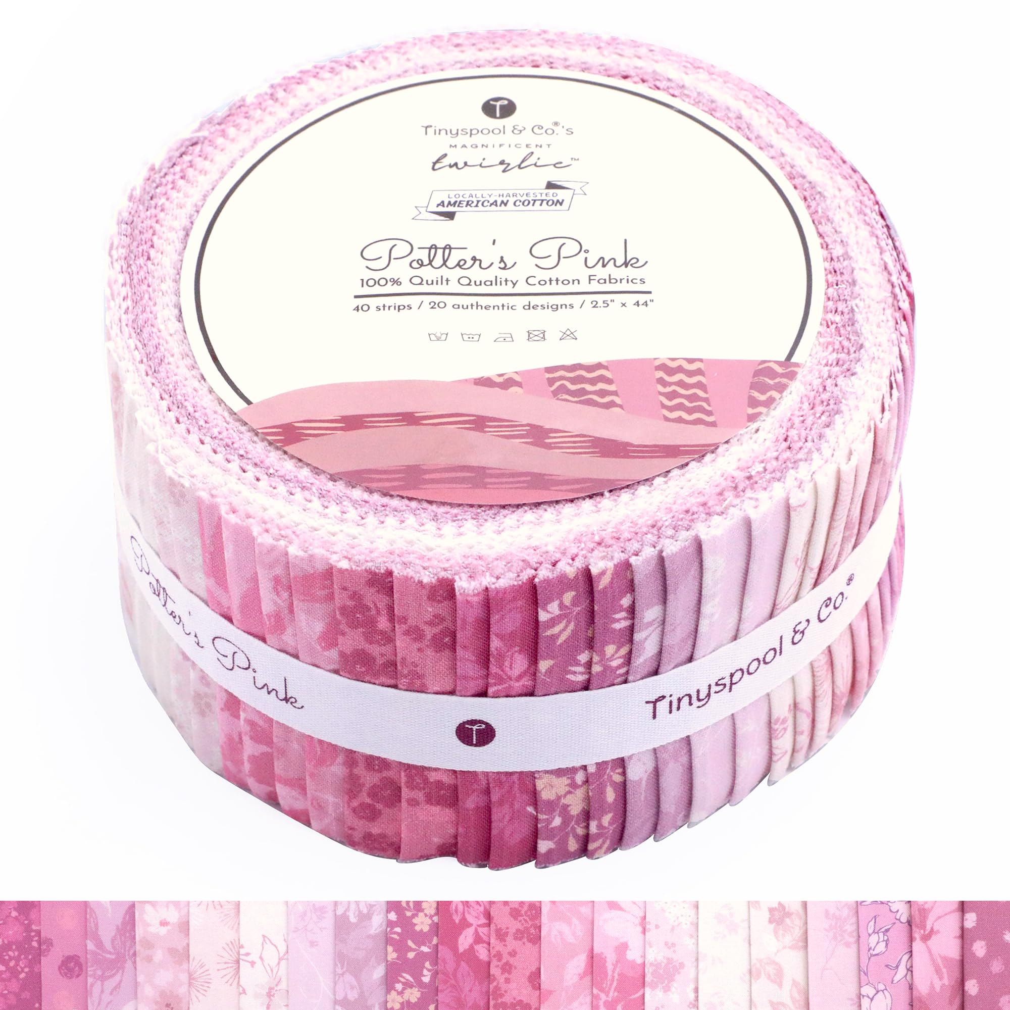 Tinyspool & Co.'s Twirlie Roll 40 Precut Quilting Fabric Strips for Quilting Supplies