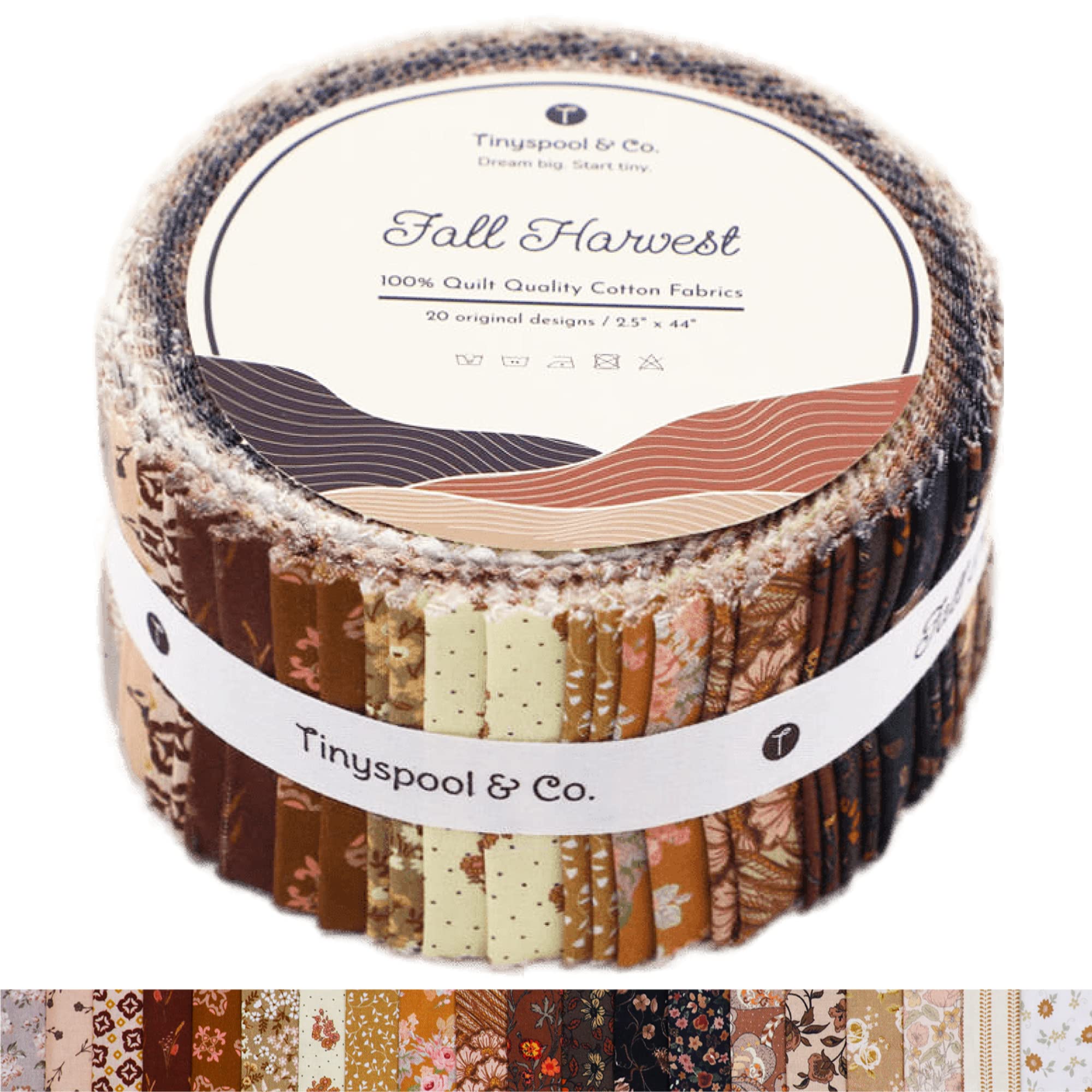 Tinyspool & Co.'s Twirlie Roll 40 Precut Quilting Fabric Strips for Quilting Supplies