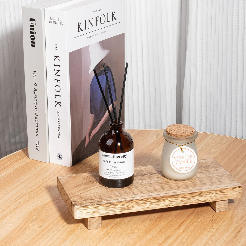 Farmhouse Wooden Tray Pedestal Stand