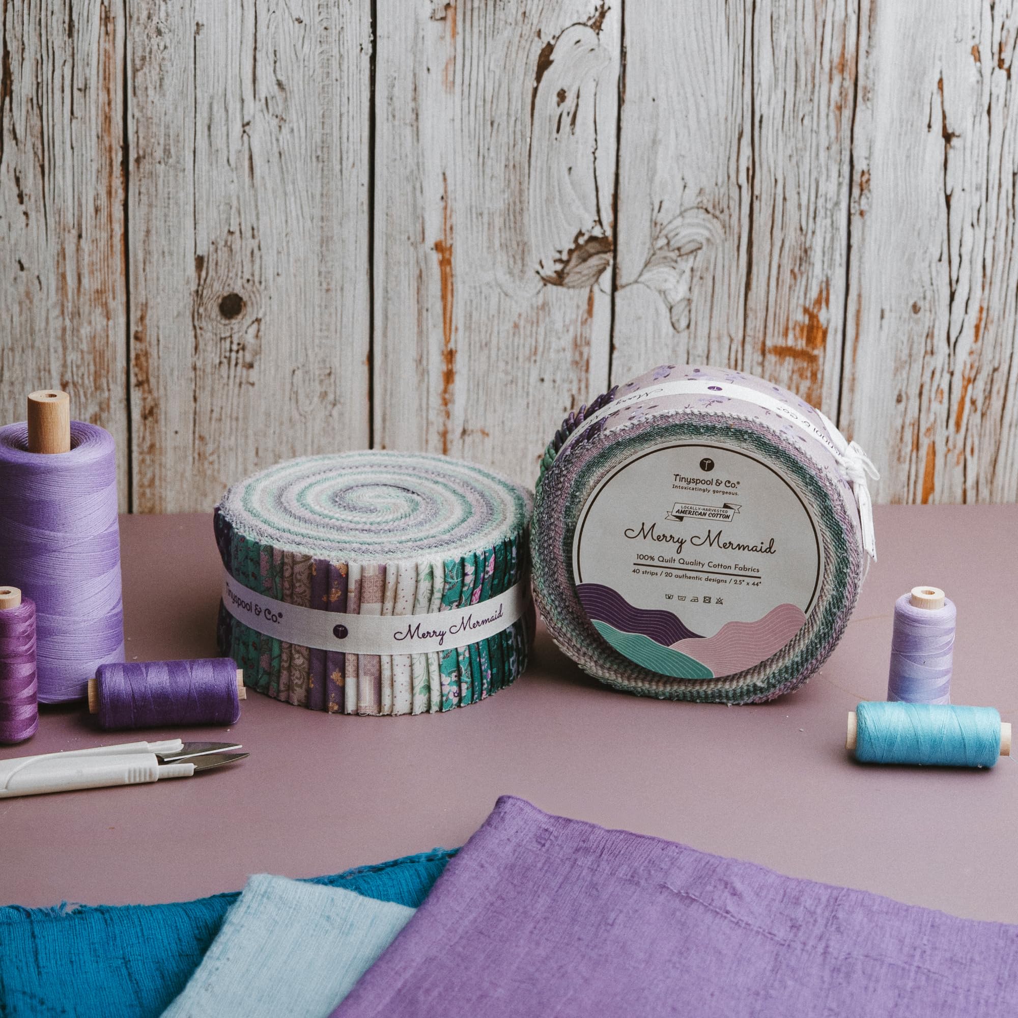 Tinyspool & Co.'s Twirlie Roll 40 Precut Quilting Fabric Strips for Quilting Supplies