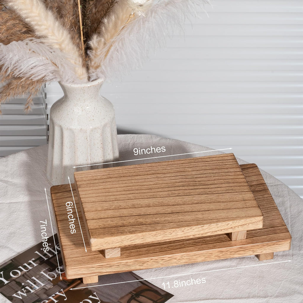 Farmhouse Wooden Tray Pedestal Stand