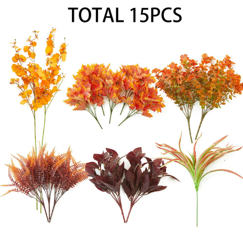 Artificial Fall Orchid Flowers – Autumn Decor Bunches (Set of 15)