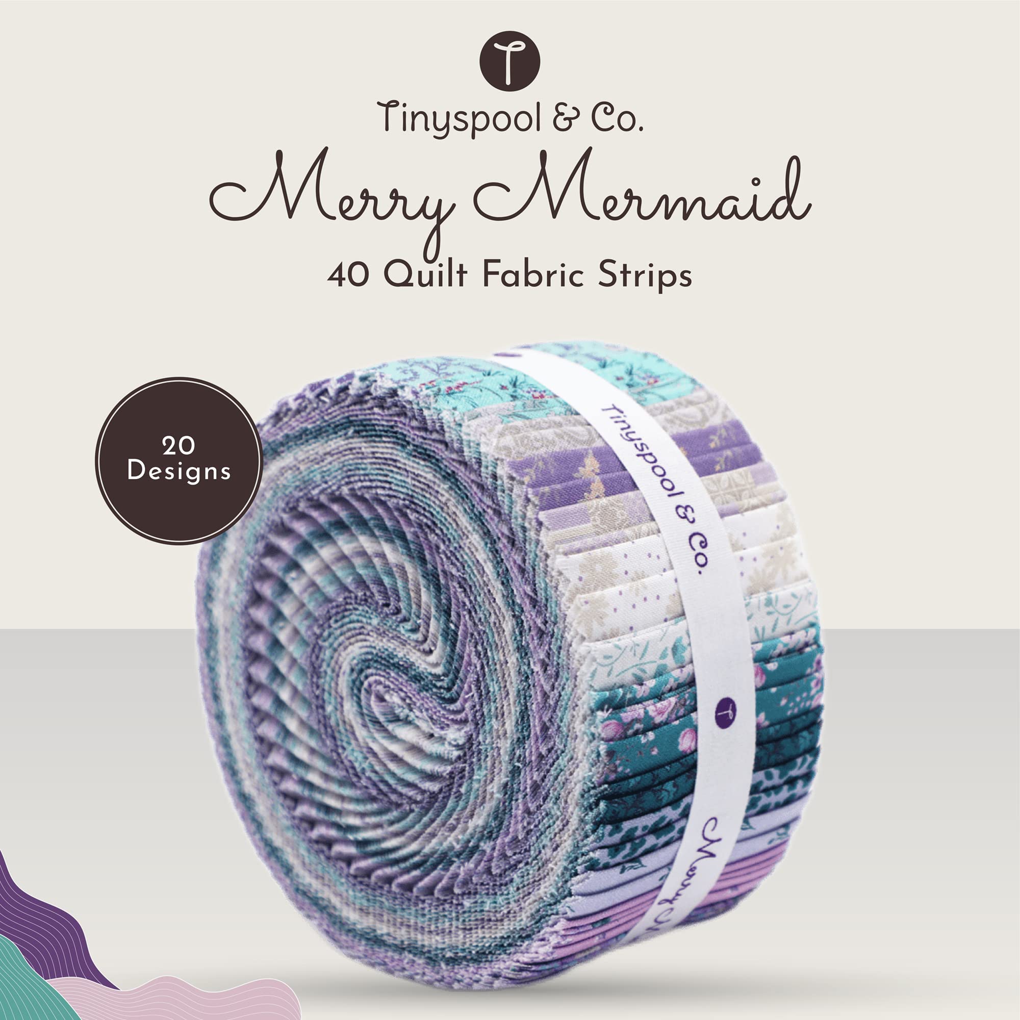 Tinyspool & Co.'s Twirlie Roll 40 Precut Quilting Fabric Strips for Quilting Supplies