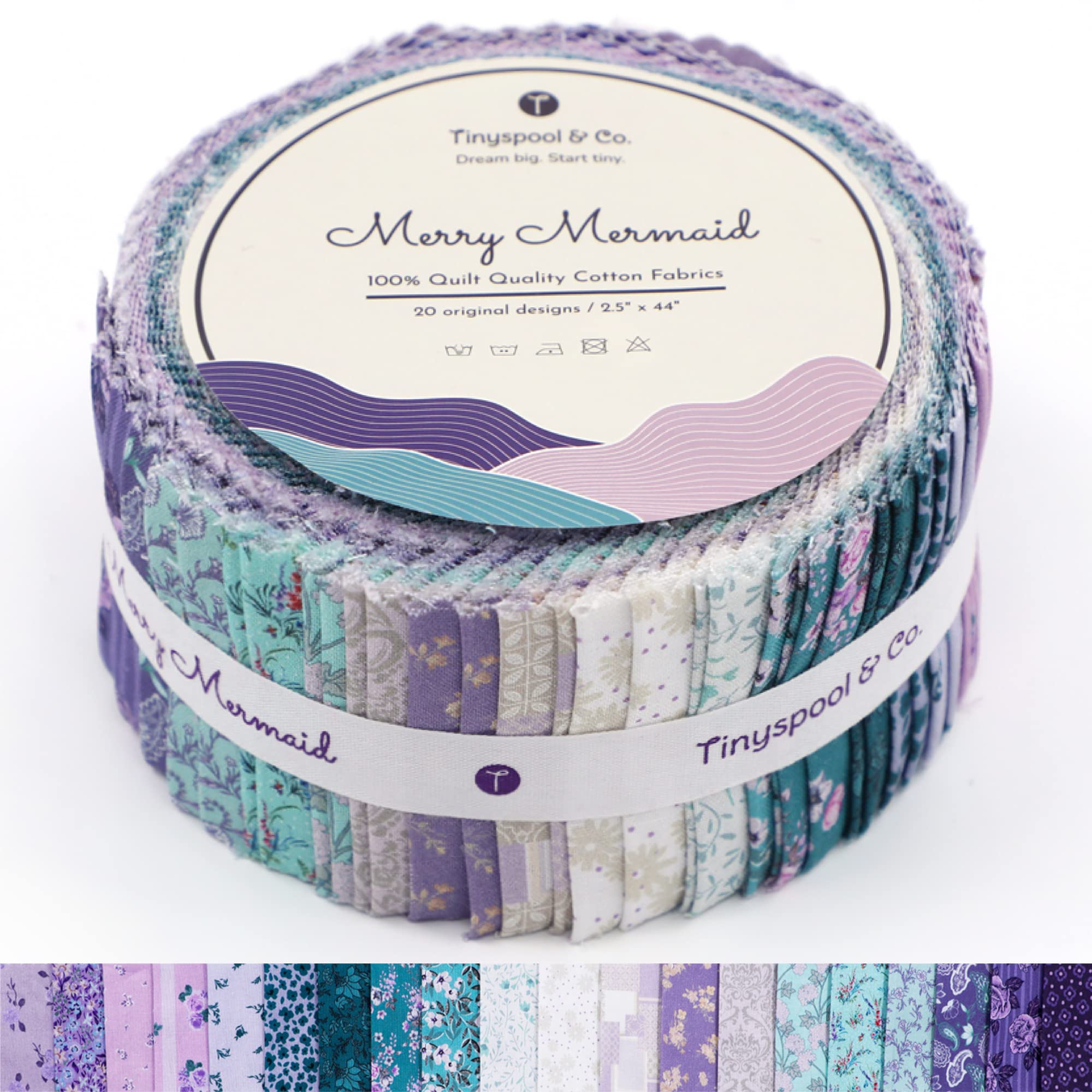 Tinyspool & Co.'s Twirlie Roll 40 Precut Quilting Fabric Strips for Quilting Supplies