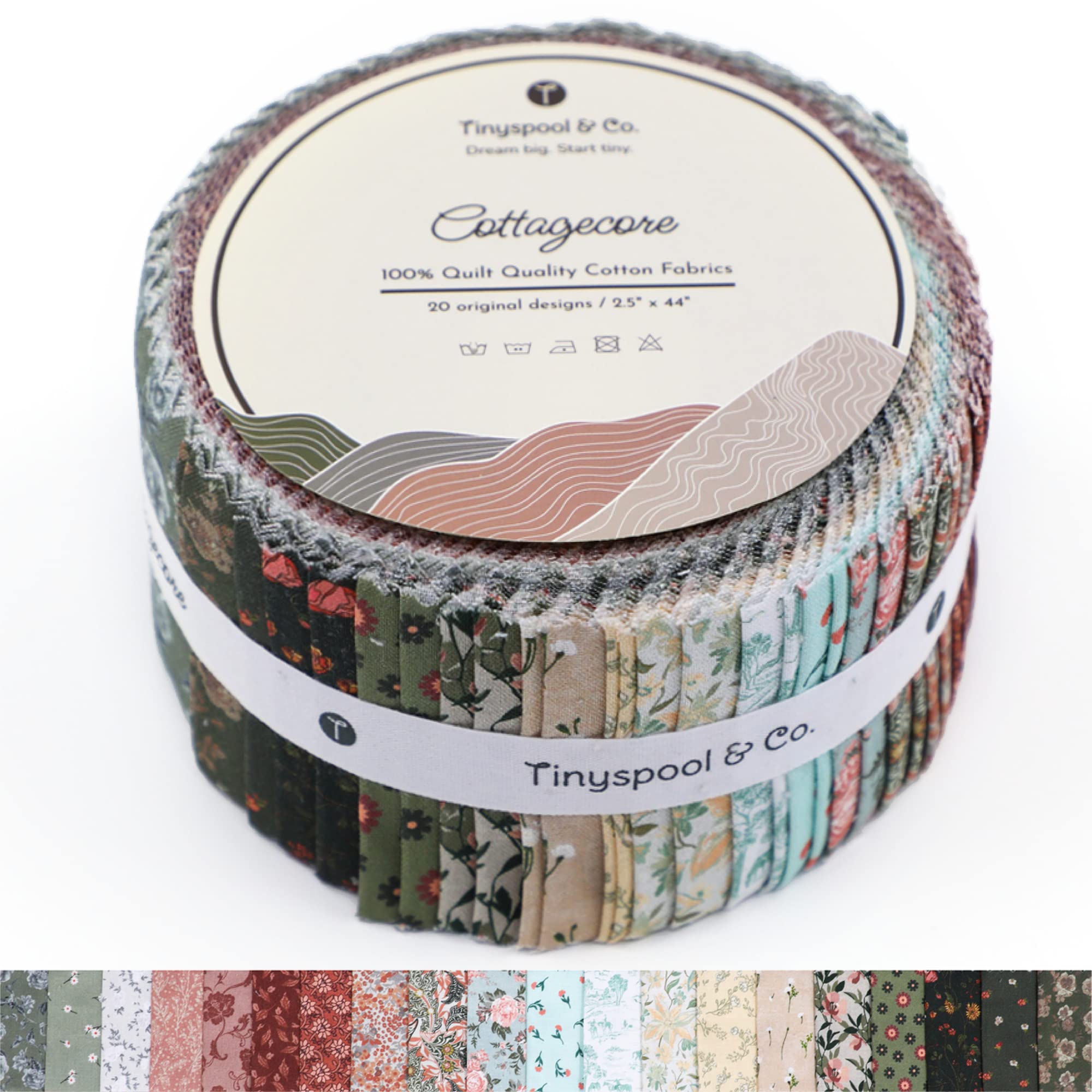 Tinyspool & Co.'s Twirlie Roll 40 Precut Quilting Fabric Strips for Quilting Supplies