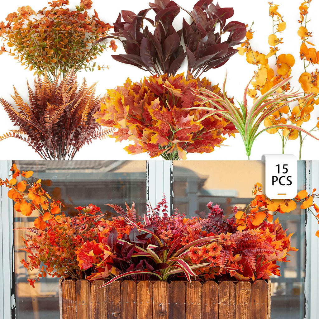 Artificial Fall Orchid Flowers – Autumn Decor Bunches (Set of 15)