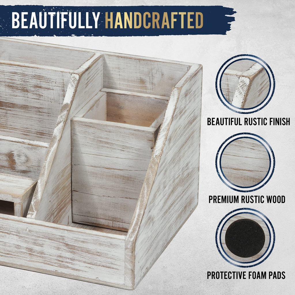 HBCY Creations Rustic Wooden Desk Organizer Set, 3-Piece