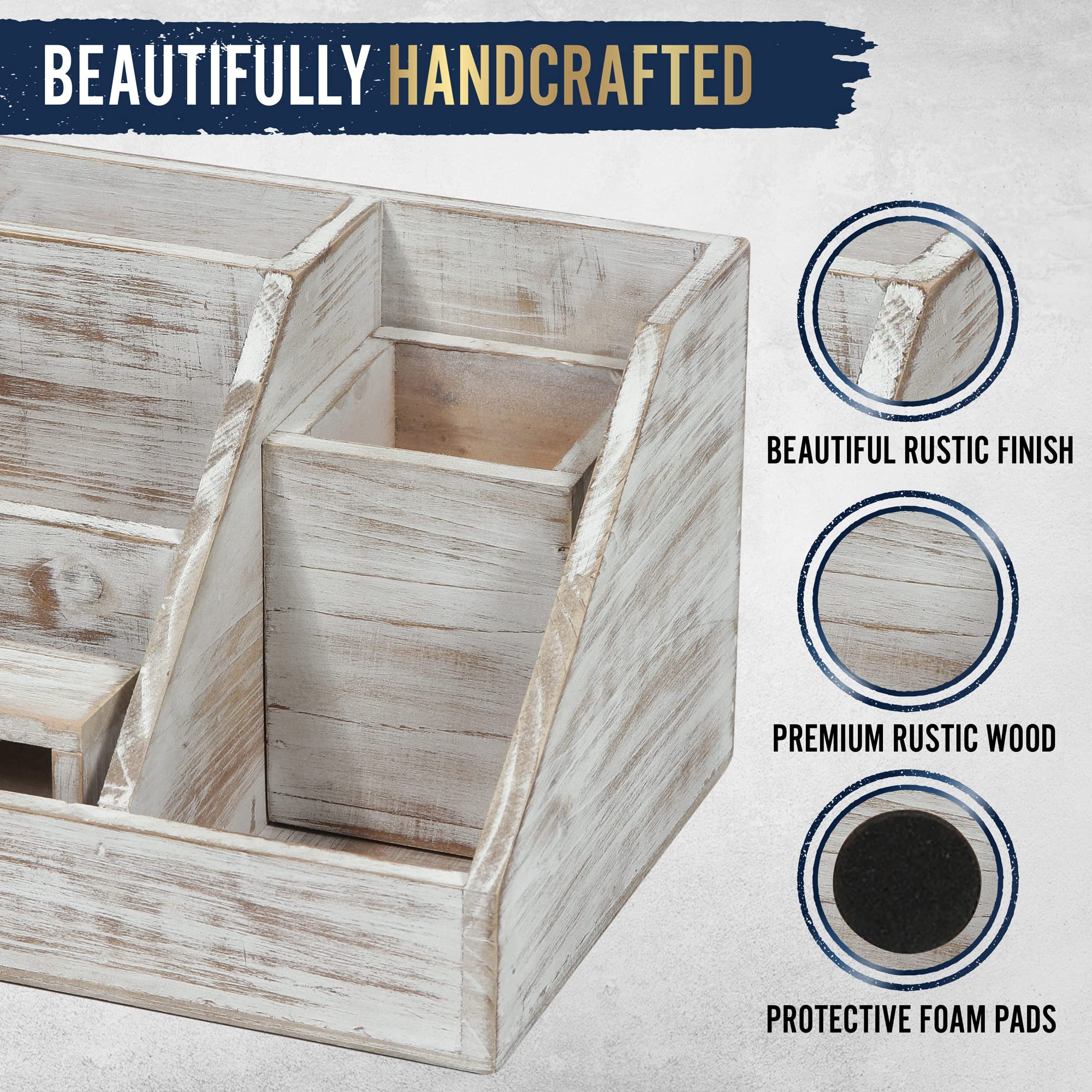 HBCY Creations Rustic Wooden Desk Organizer Set, 3-Piece