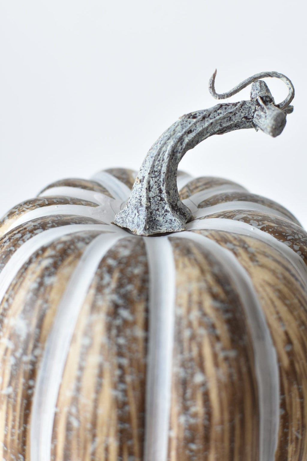 Tall Beige White Faux Pumpkin – Neutral Fall Decor (7 in.)