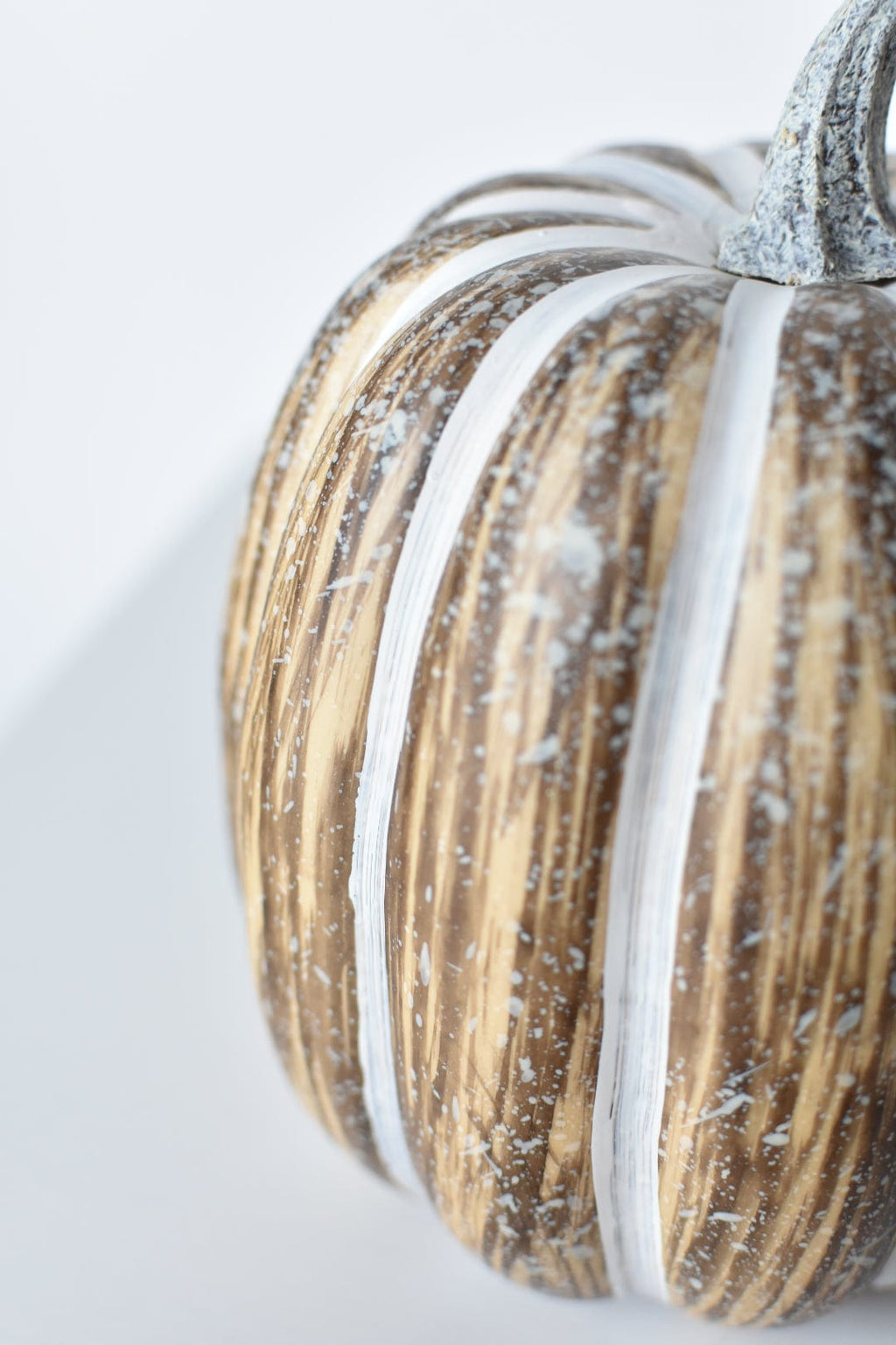 Tall Beige White Faux Pumpkin – Neutral Fall Decor (7 in.)