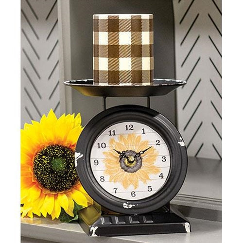 Vintage Sunflower Old Town Scale Clock for Farmhouse Decor