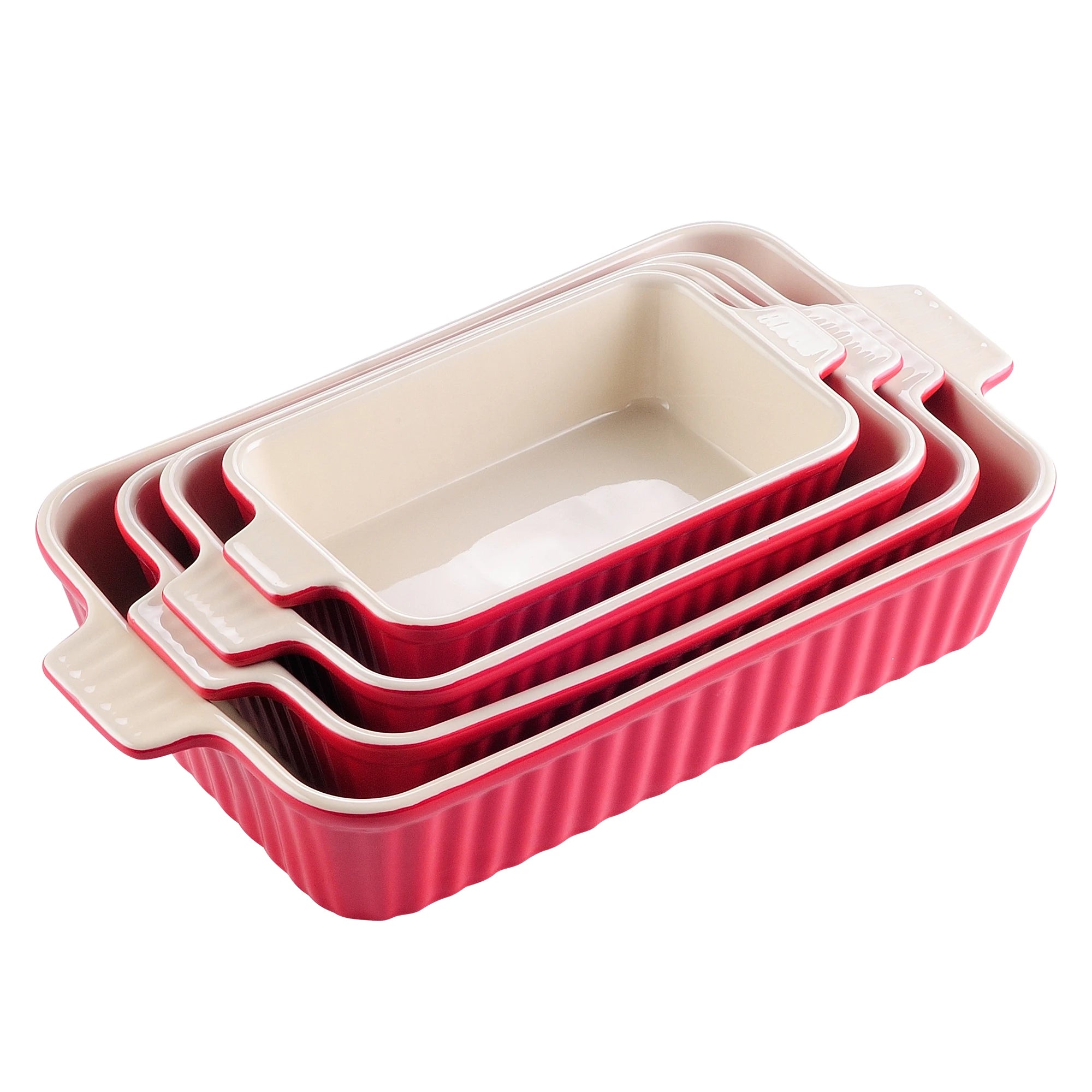 MALACASA 4-Piece Ceramic Baking Dish Set | 9"/11"/12"/13.3"