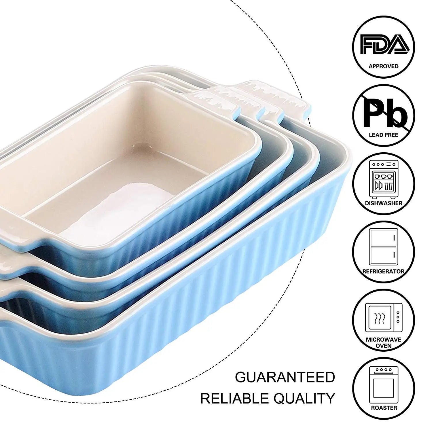 MALACASA 4-Piece Ceramic Baking Dish Set | 9"/11"/12"/13.3"