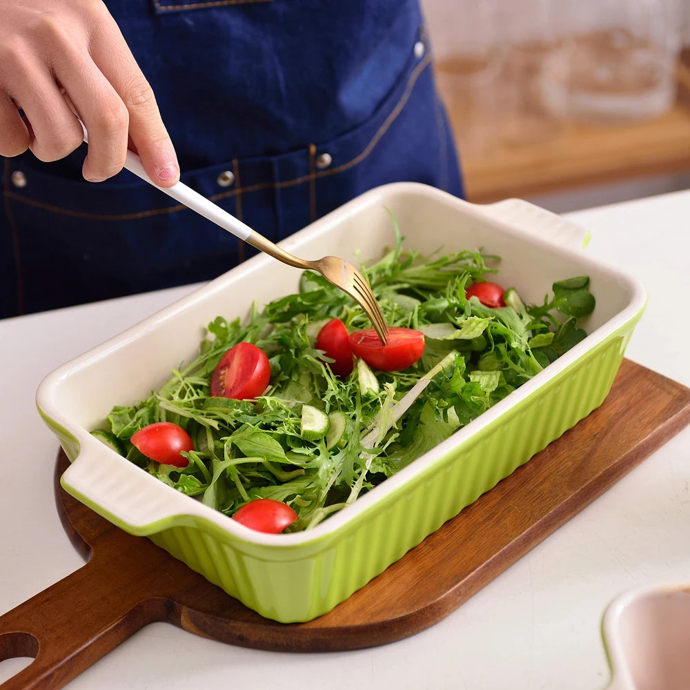 MALACASA 4-Piece Ceramic Baking Dish Set | 9"/11"/12"/13.3"