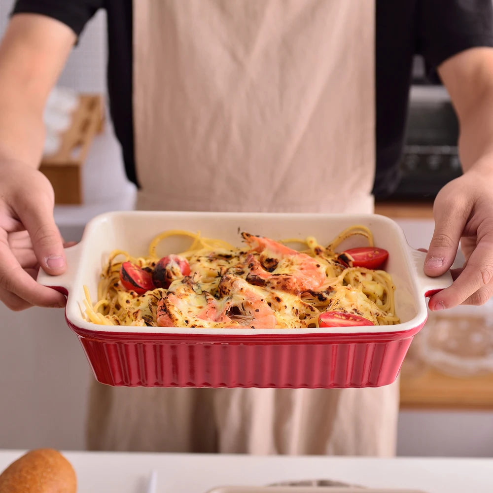MALACASA 4-Piece Ceramic Baking Dish Set | 9"/11"/12"/13.3"