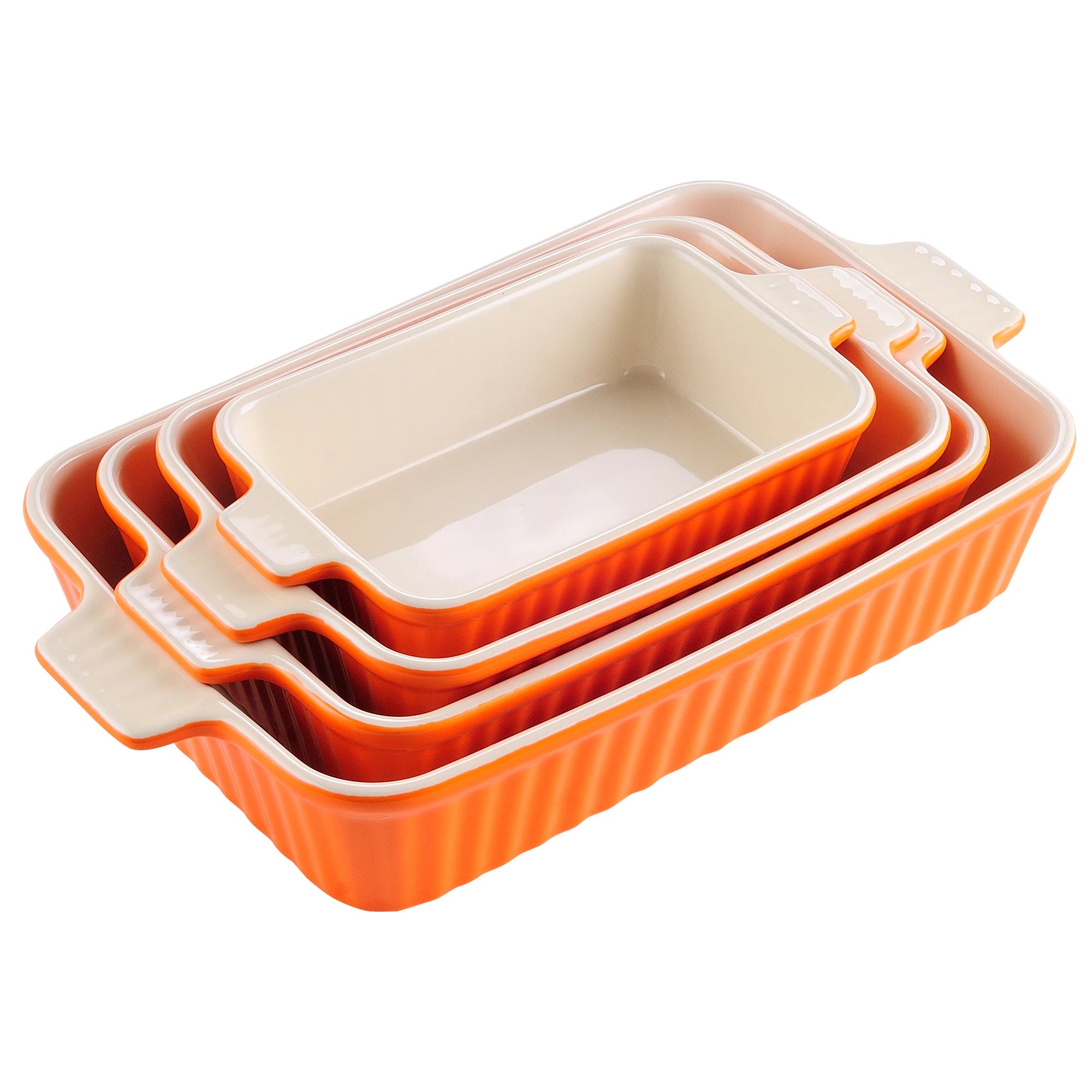 MALACASA 4-Piece Ceramic Baking Dish Set | 9"/11"/12"/13.3"