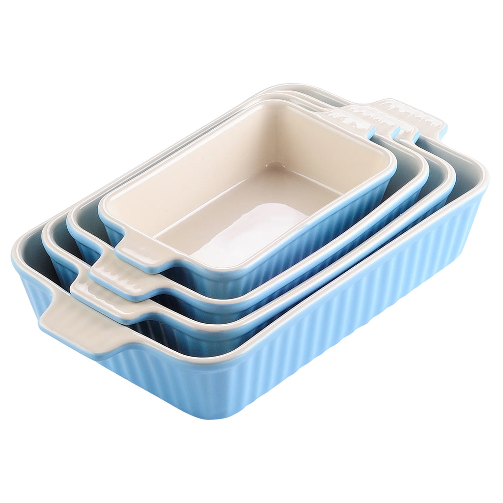 MALACASA 4-Piece Ceramic Baking Dish Set | 9"/11"/12"/13.3"