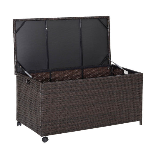 Outdoor Wicker Storage Box with Zippered Liner | 50 Gallon