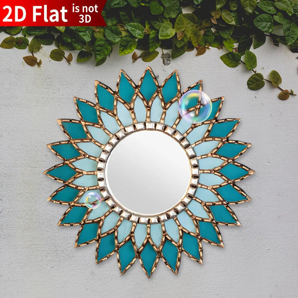 Boho Acrylic Wall Mirror with Wooden Base | Mandala Round Wall Decor