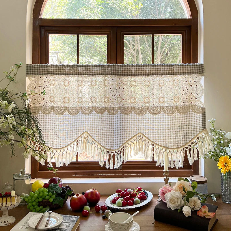 Boho Crochet Lace Cafe Curtain