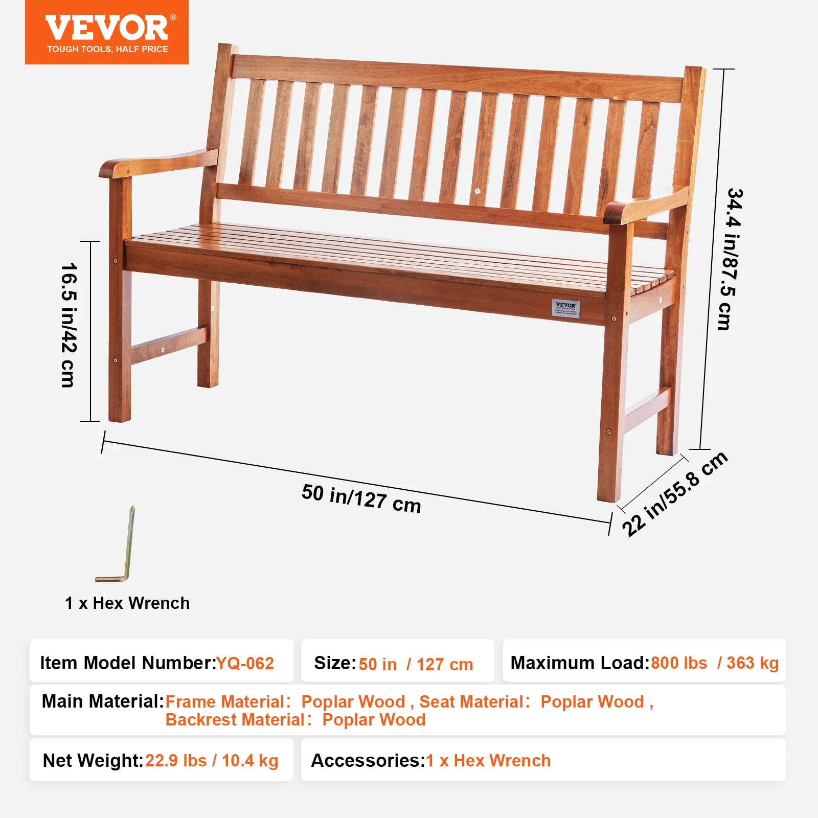 Wooden Metal Garden Bench