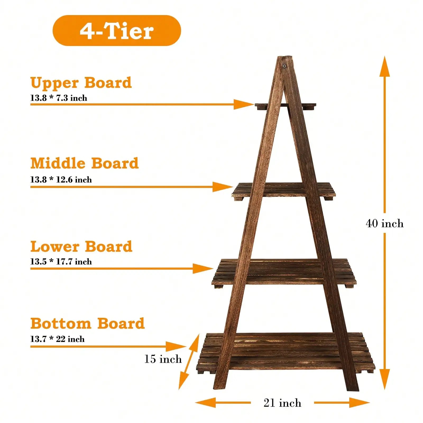 Rustic 4-Tier Ladder Shelf | Wooden Plant Stand & Bookshelf