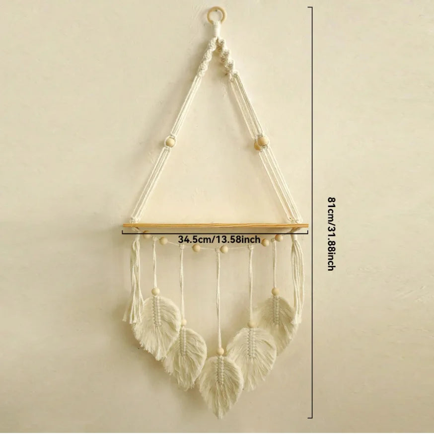 Handwoven Bohemian Wall Hanging Tapestry Plant Shelf Decor Storage Organizer