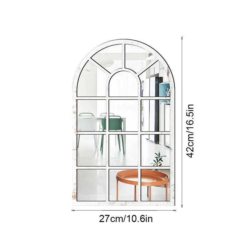 Arched Window Pane Wall Mirror