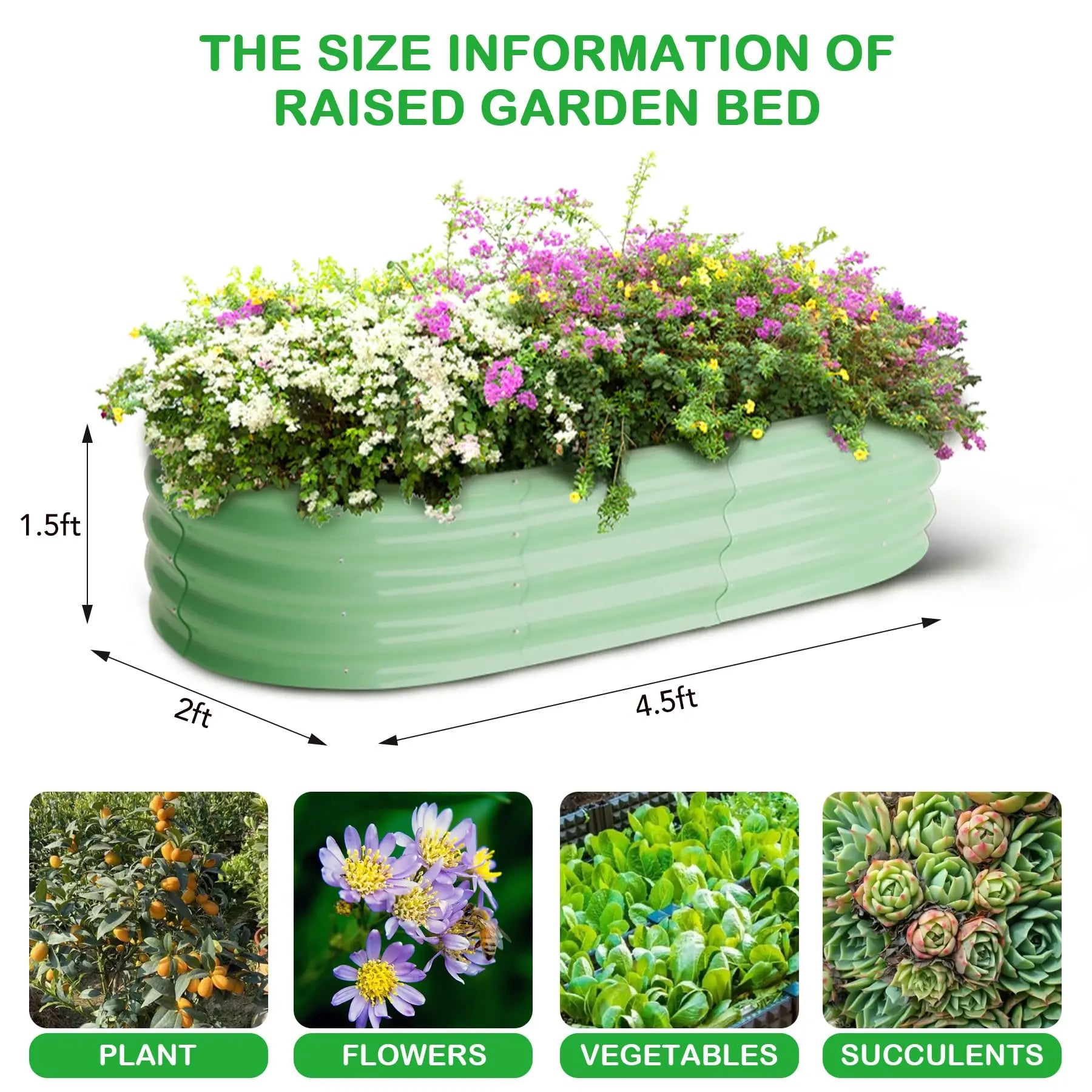 2-Pack Oval Galvanized Steel Raised Garden Bed | Metal Planter Box for Vegetables, Flowers & Herbs