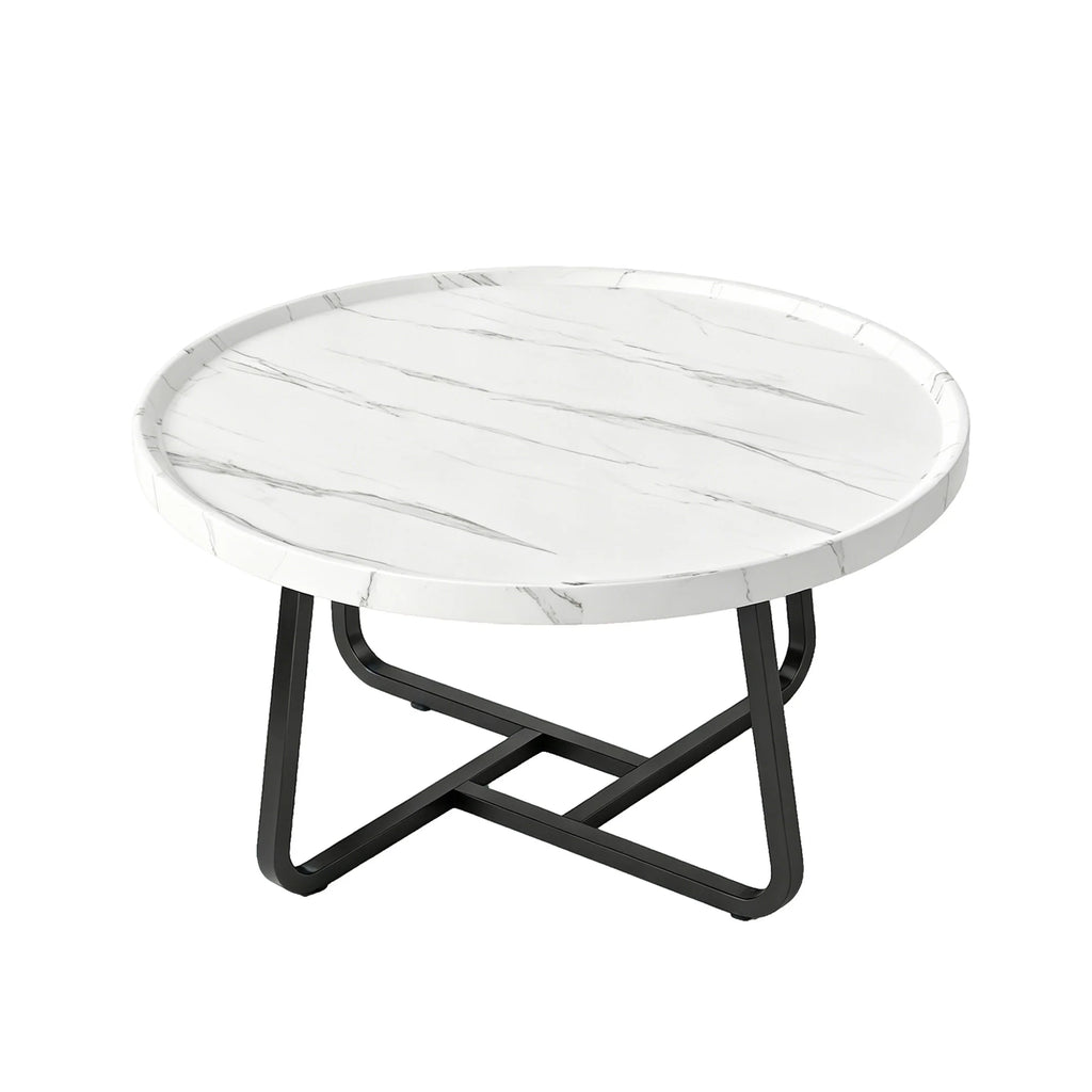 19.7" Minimalist Round Side Table | Metal Frame | Coffee, Tea & End Table