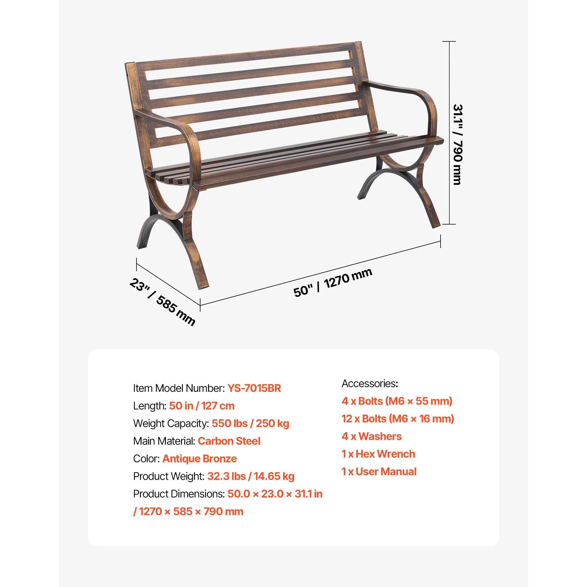 Wooden Metal Garden Bench