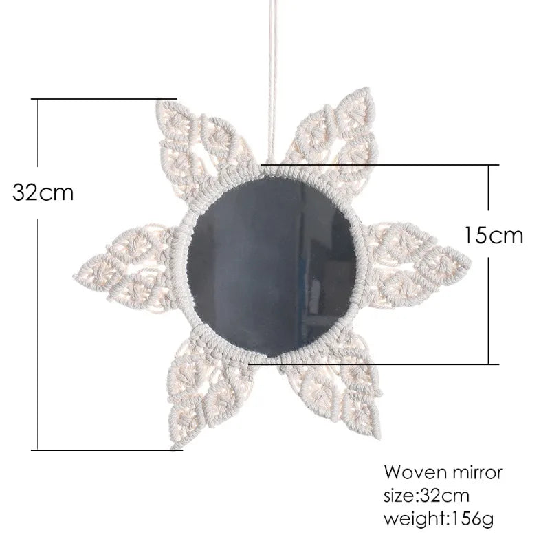 Boho Macrame Hanging Mirror | Handwoven Wall Decor for Bedroom, Living Room & Entryway