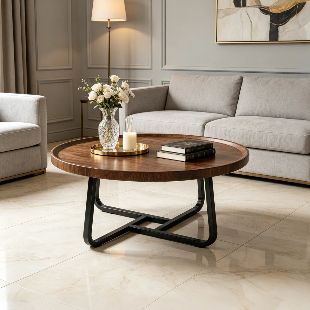 19.7" Minimalist Round Side Table | Metal Frame | Coffee, Tea & End Table