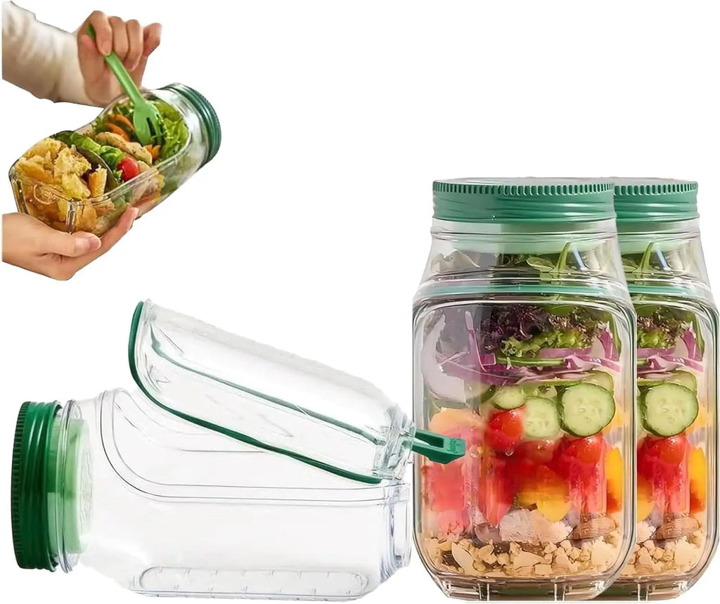 Leakproof Salad Jar with Dressing Compartment | Portable Lunch Container
