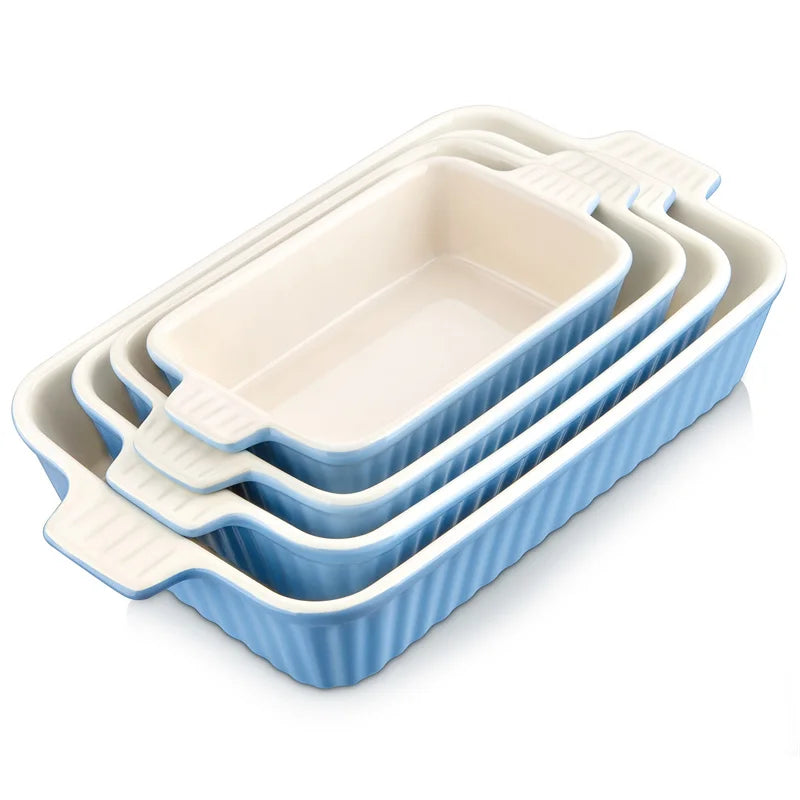 MALACASA 4-Piece Ceramic Baking Dish Set | 9"/11"/12"/13.3"