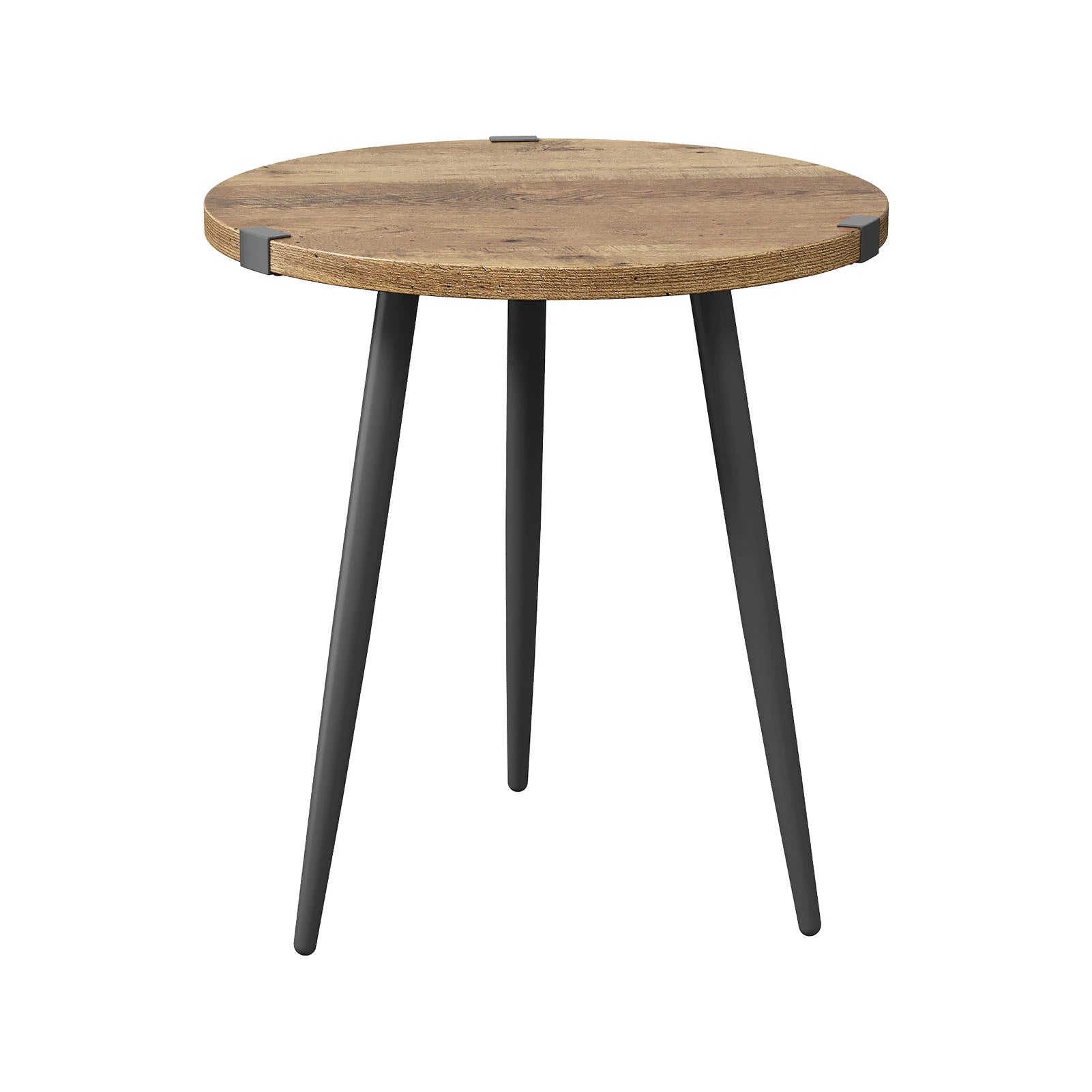 Mid Century Modern Round Coffee Table | 2-Tier Oak Finish | 23.6" | Metal Frame