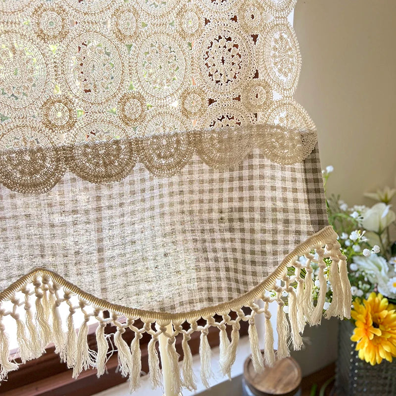 Boho Crochet Lace Cafe Curtain