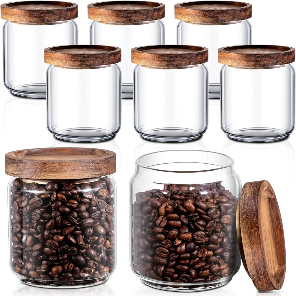 Glass Canister Set with Airtight Wooden Lids | 4, 6 & 8 Pack