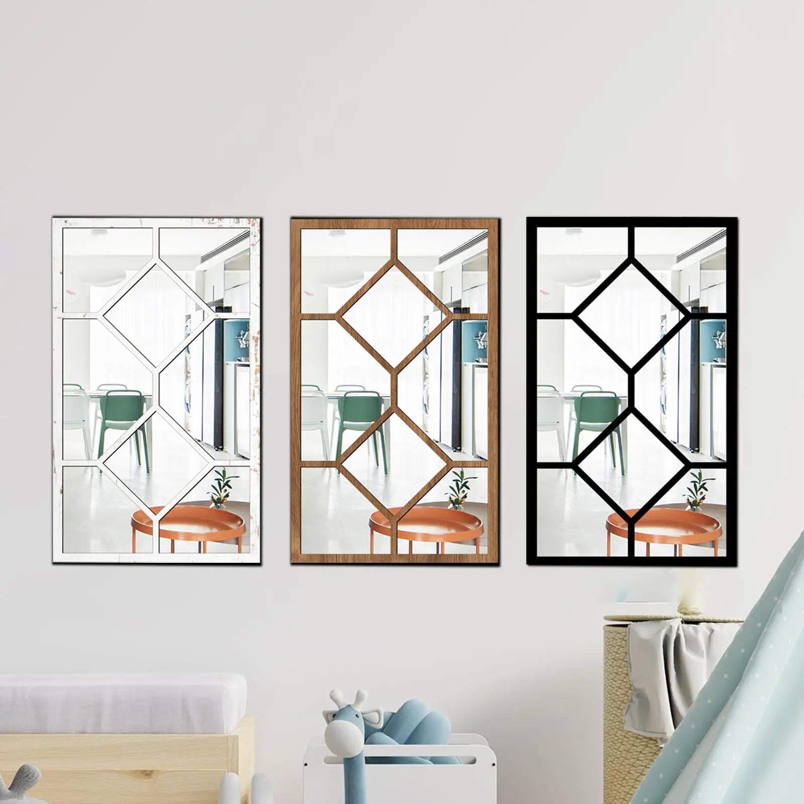 Imitation Window Wall Mirror | Farmhouse Wall Decor for Bathroom, Kitchen & Living Room