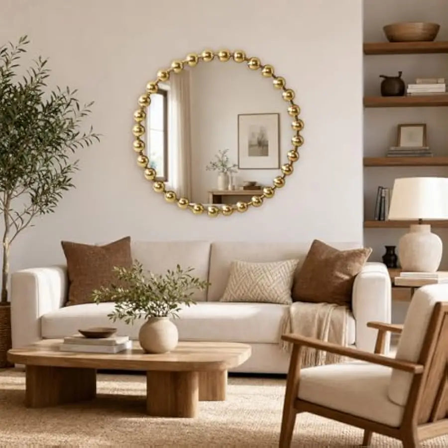 Madison Park 27" Gold Round Mirror | Metal Frame Wall Mirror