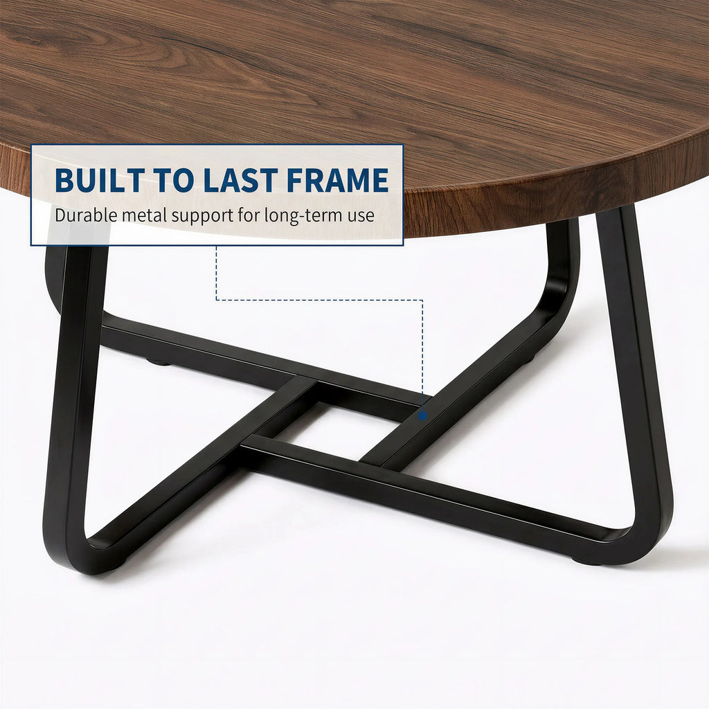 19.7" Minimalist Round Side Table | Metal Frame | Coffee, Tea & End Table