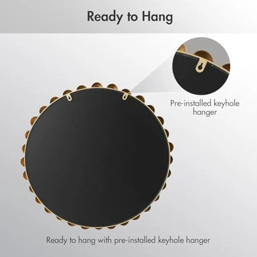 Madison Park 27" Gold Round Mirror | Metal Frame Wall Mirror