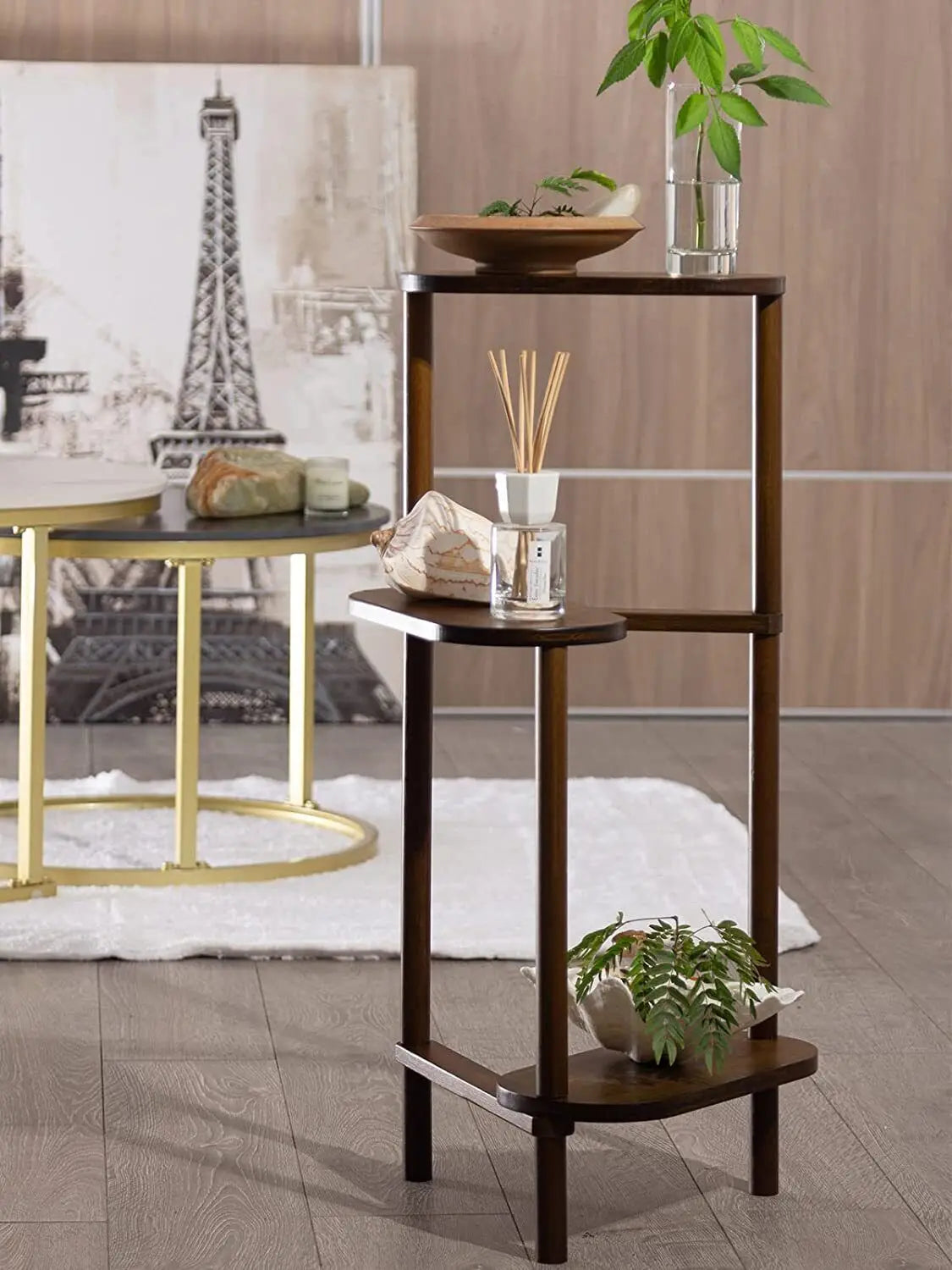 3 Tier Bamboo Tall Corner Plant Rack Planter Stand Flower Pot Holder Storage Rack for Balcony Garden