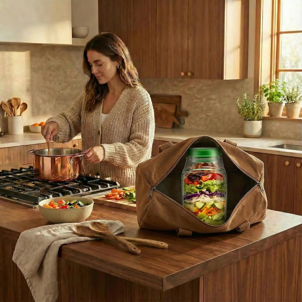 Leakproof Salad Jar with Dressing Compartment | Portable Lunch Container
