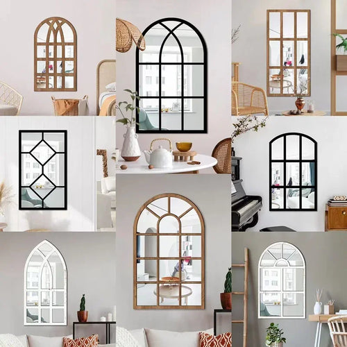 Arched Window Pane Wall Mirror