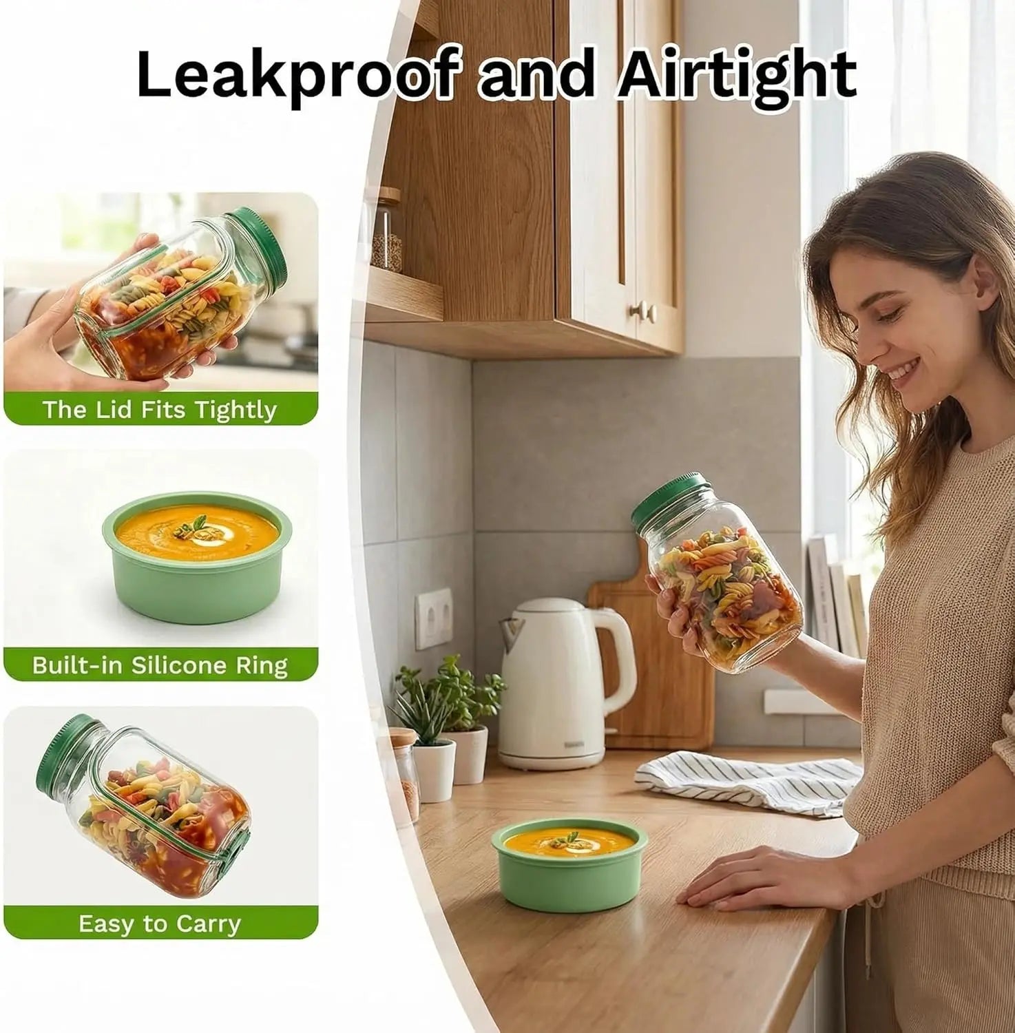 Leakproof Salad Jar with Dressing Compartment | Portable Lunch Container