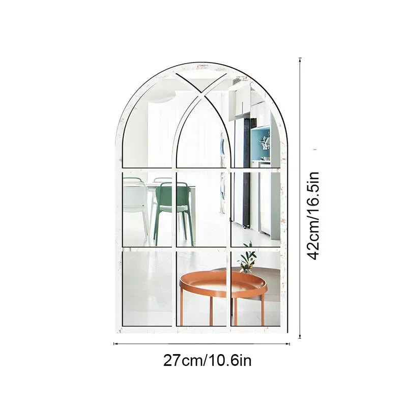Arched Window Pane Wall Mirror